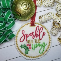 In the Hoop Christmas Bag Tag Embroidery Design - Sparkle